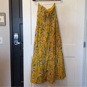 Anthropologie- Yellow Strapless Floral Sundress
